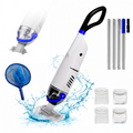 ARVIVO Cordless Handheld Pool Vacuum for Above Ground & Inground Pools, Rechargeable Pool Cleaner, 60-Min Runtime, Dual Heads, 116in Telescopic Pole, White