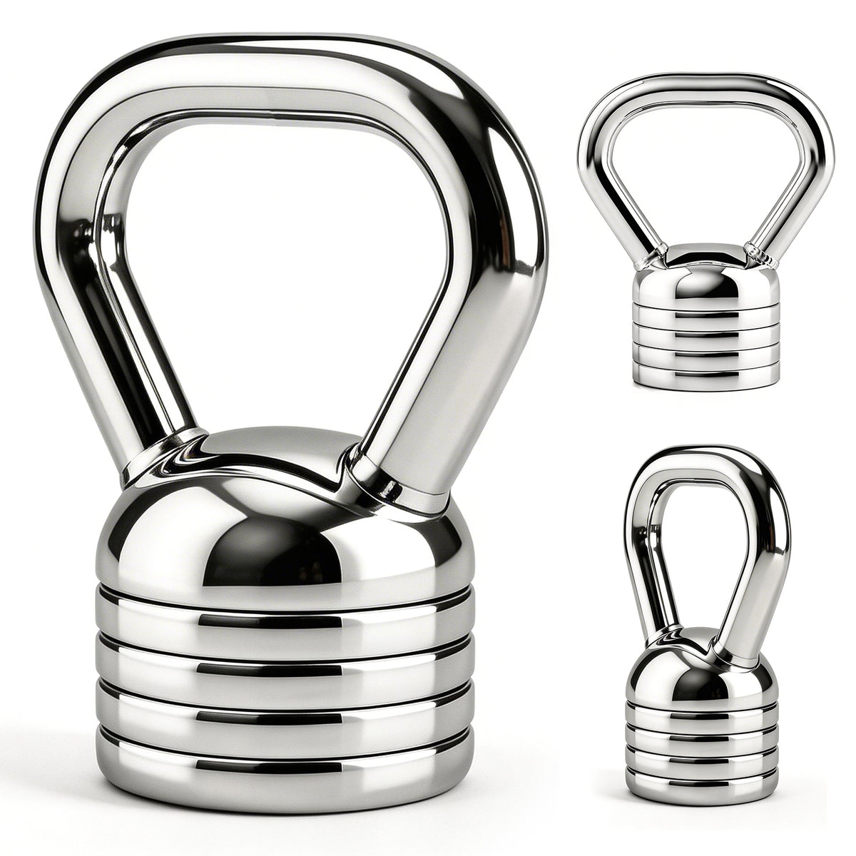 ARVIVO Adjustable Kettlebell Handle Set for Strength Training 10lb/20lb Home GYM Workout Sliver
